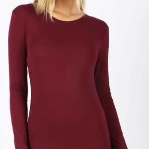 Zenana fitted burgundy long sleeve